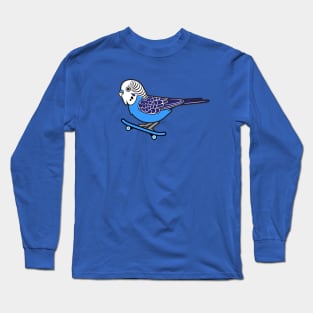 Blue Skateboarding Budgie Long Sleeve T-Shirt